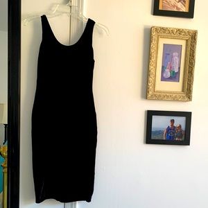 Black velvet scoop back dress